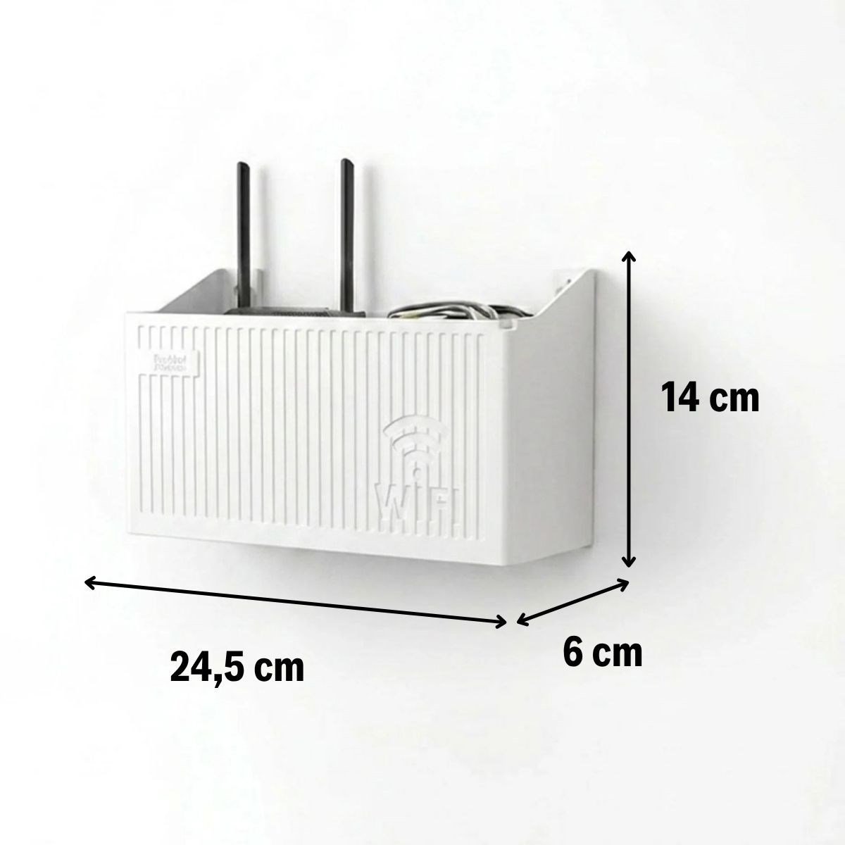 Duvar Tipi Wi-Fi Modem Saklama Kutusu(Beyaz) – Kablo Düzenleyici Router Raf Organizer (5293)