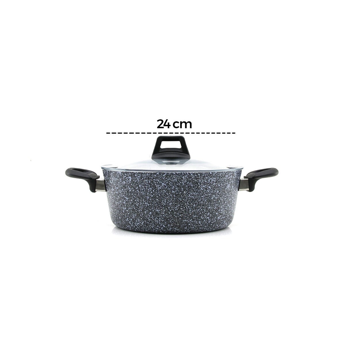GRİ 7 PARÇA GRANİT TENCERE - TAVA SETİ 20-24CM DERİN - 27CM BASIK CAM KAPAK TENCERE - 26CM TAVA (5293)