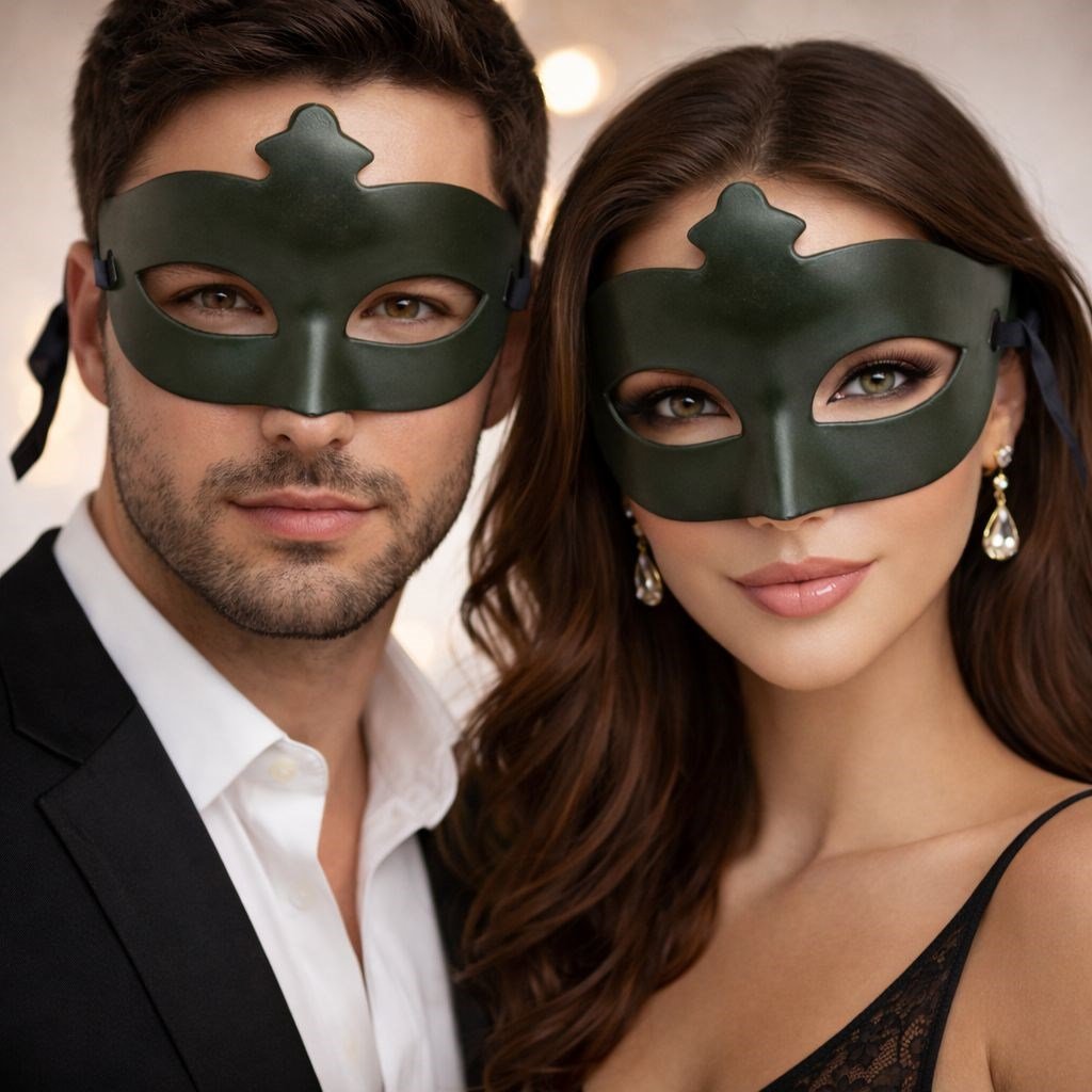 Haki Yeşil Gizemli Masquerade Maskesi (5293)