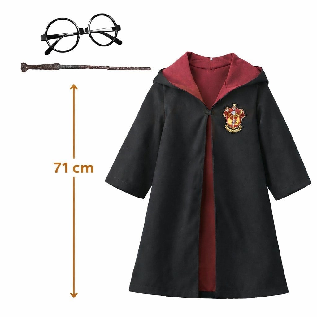 Harry Potter Çocuk Bebek Kostüm Seti – Asa Gözlük Pelerin 71 cm (2-4 Yaş) (5293)