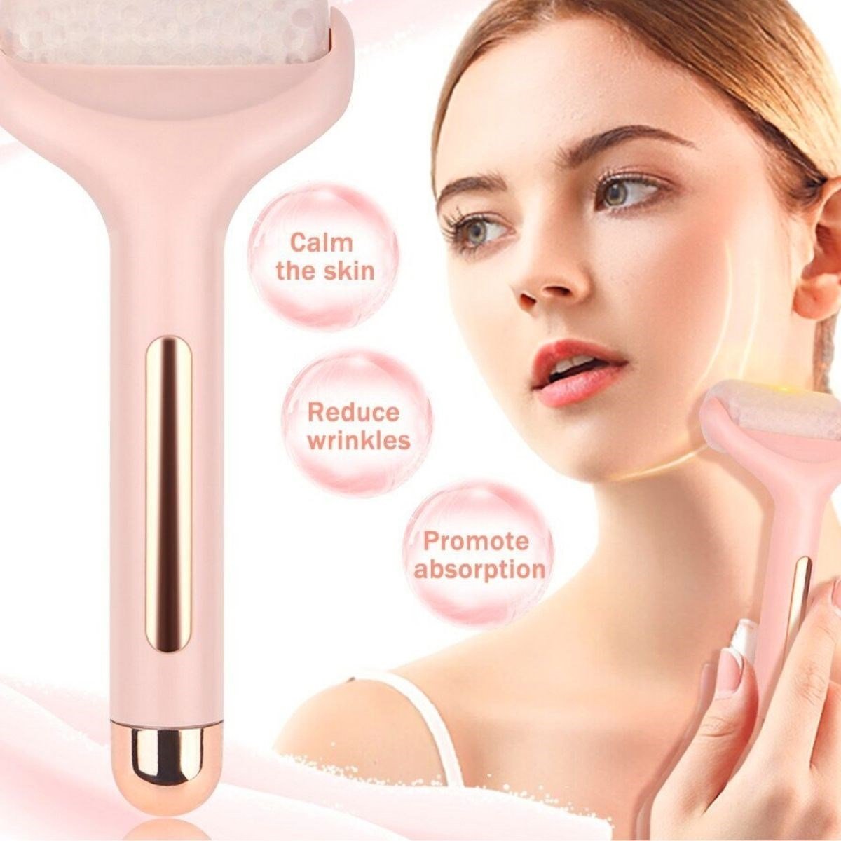 Ice Roller Buz Silindiri Terapi Etkili Yüz Derma Masaj ve Cilt Soğutma Bakım Aleti (5293)