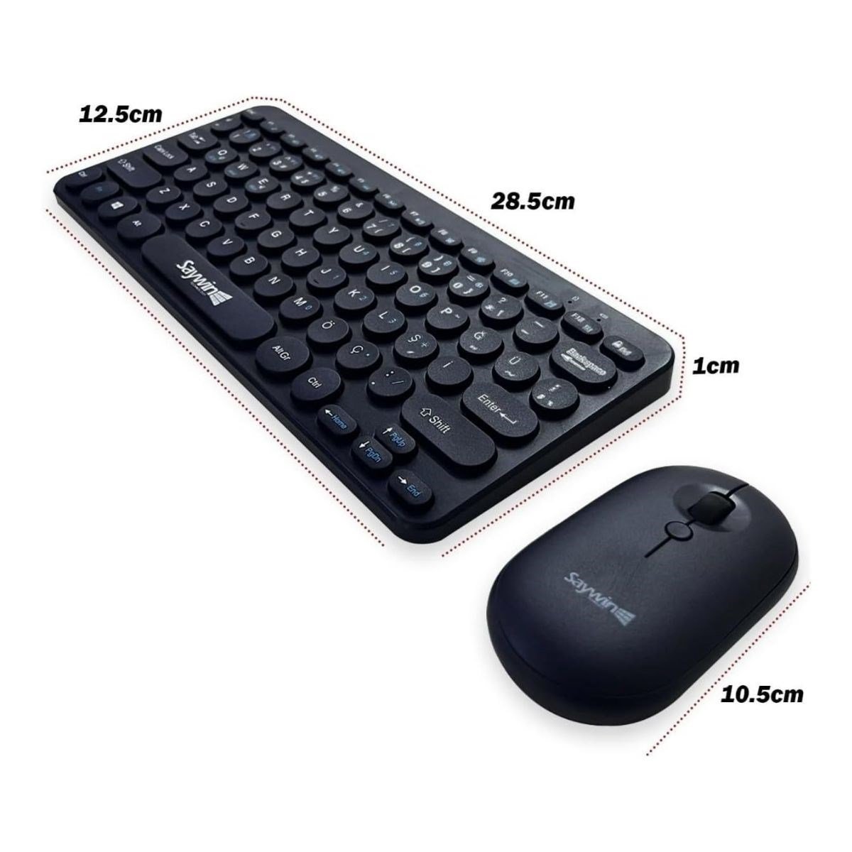 Kablosuz Lacivert Bluetooth Klavye Mouse Seti – Yuvarlak Tuşlu Tasarım, Türkçe Q Dizilim, Taşınabilir, Ev ve Ofis Kullanımına Uygun (5293)