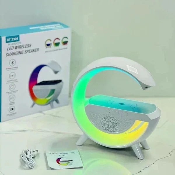 Kablosuz Telefon Şarj Bluetooth Hoparlör Istasyonu Ses Rgb Atmosfer Gece Işık Bt-2301 (5293)