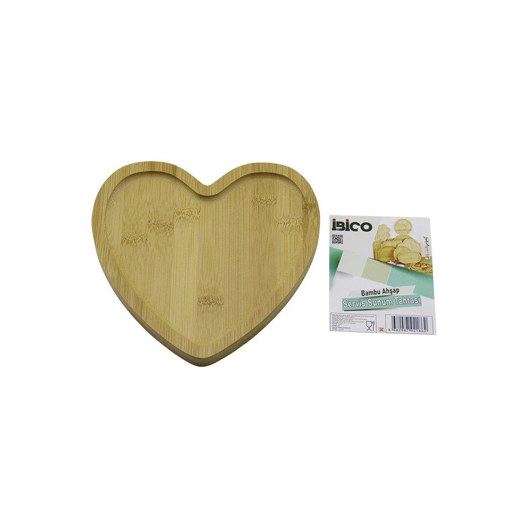 KALP MODEL AHŞAP BAMBU SERVİS SUNUM TEPSİ - TAHTASI 20.5 X 19.5 X 1.4CM (5293)
