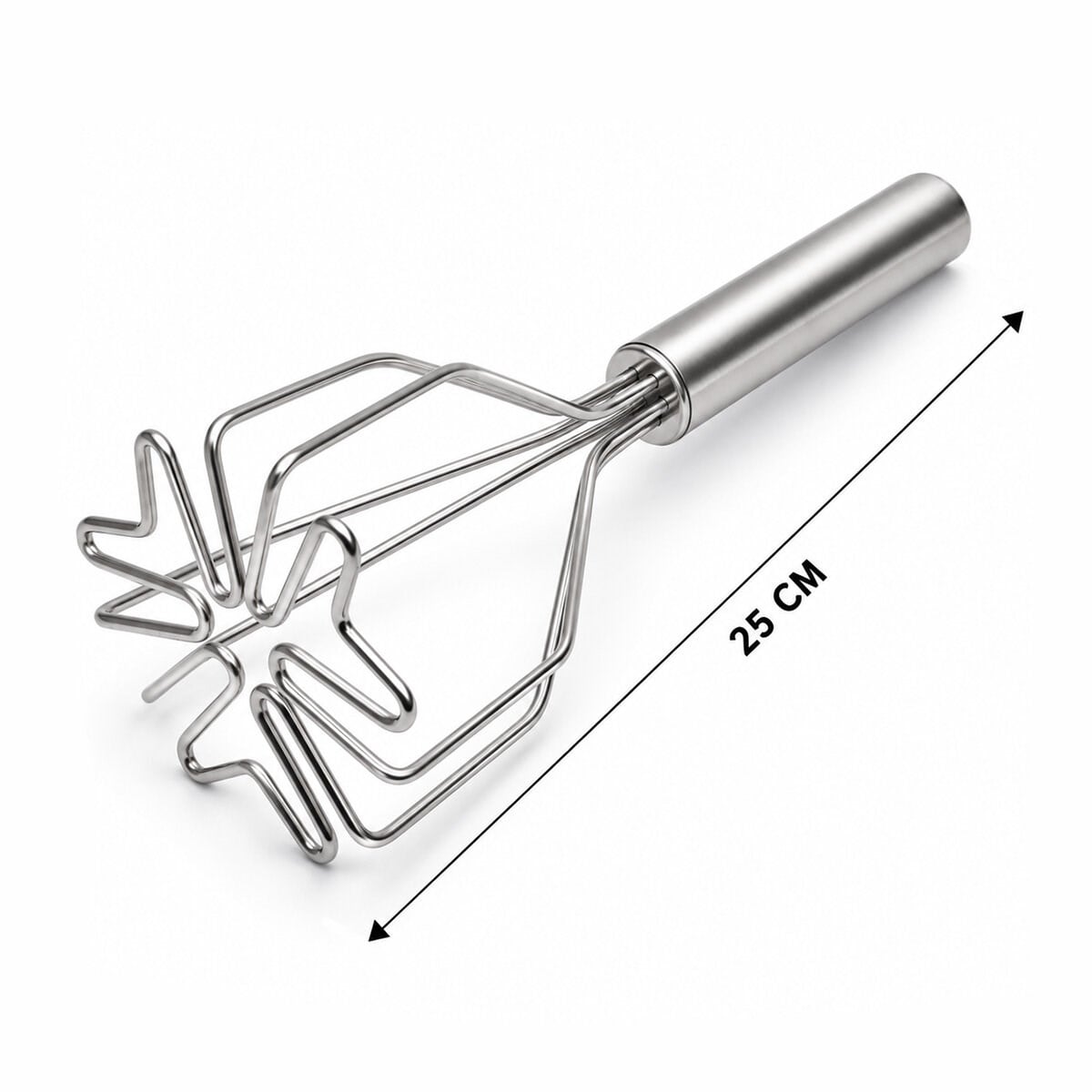 KALP ŞEKİL ÇAP: 9CM KROM SAPLI=12CM METAL PATATES EZİCİ TOPLAM UZUNLUK: 26CM (5293)