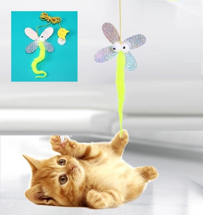 Kelebek Model Elastik Kendinden Yapışkanlı Kedi Oyun Oltası (5293)