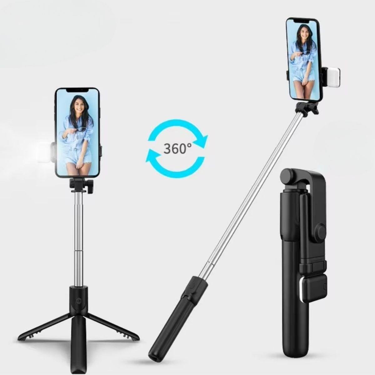 Kendiliğinden LED Işıklı Kumandalı Uzayabilen Selfie Çubuğu,Masa Üstü Tripod (5293)