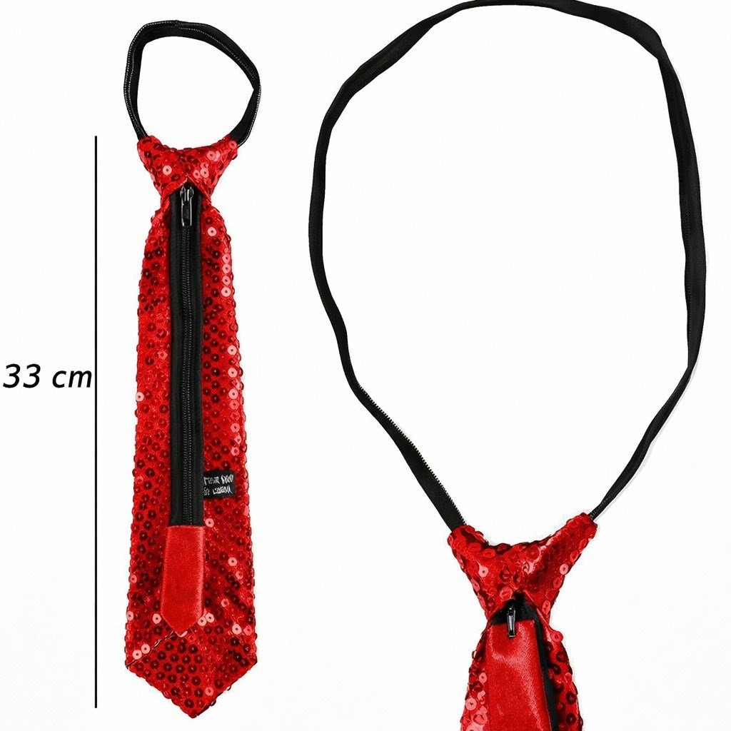 Kırmızı Renk Pul Payetli Işıltılı Parti Kravatı 33 cm (5293)