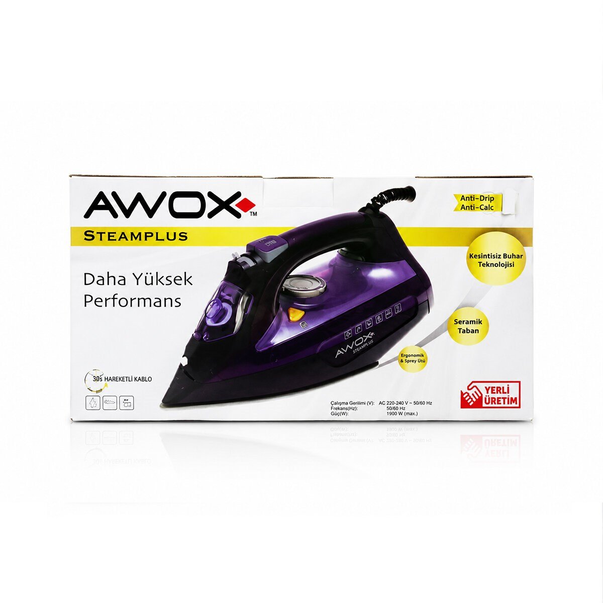 KOYU MAVİ - BEYAZ BUHARLI ÜTÜ SERAMİK TABAN - 360° HAREKETLİ KABLO - BUHAR AYARLAMA 2100W STEAMPLUS-1716 (5293)