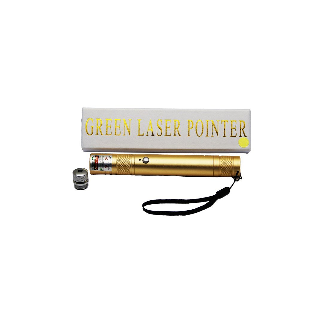 LAZER POINTER USB Lİ - GOLD YEŞİL LAZER METAL KASA BEYAZ KUTU (5293)