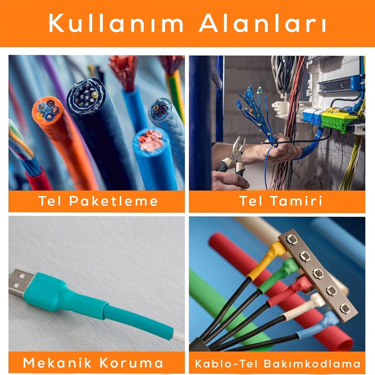 MAKARON KABLO TAMİR SETİ ISIYLA BÜZÜŞMELİ DARALAN HORTUM (5293)