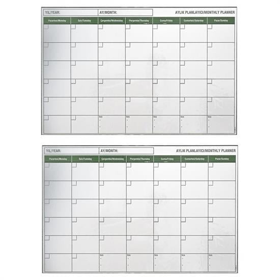 Manyetik Yapışkanlı Bir Aylık Program Planlayıcı Takvim 85x56 cm (5293)