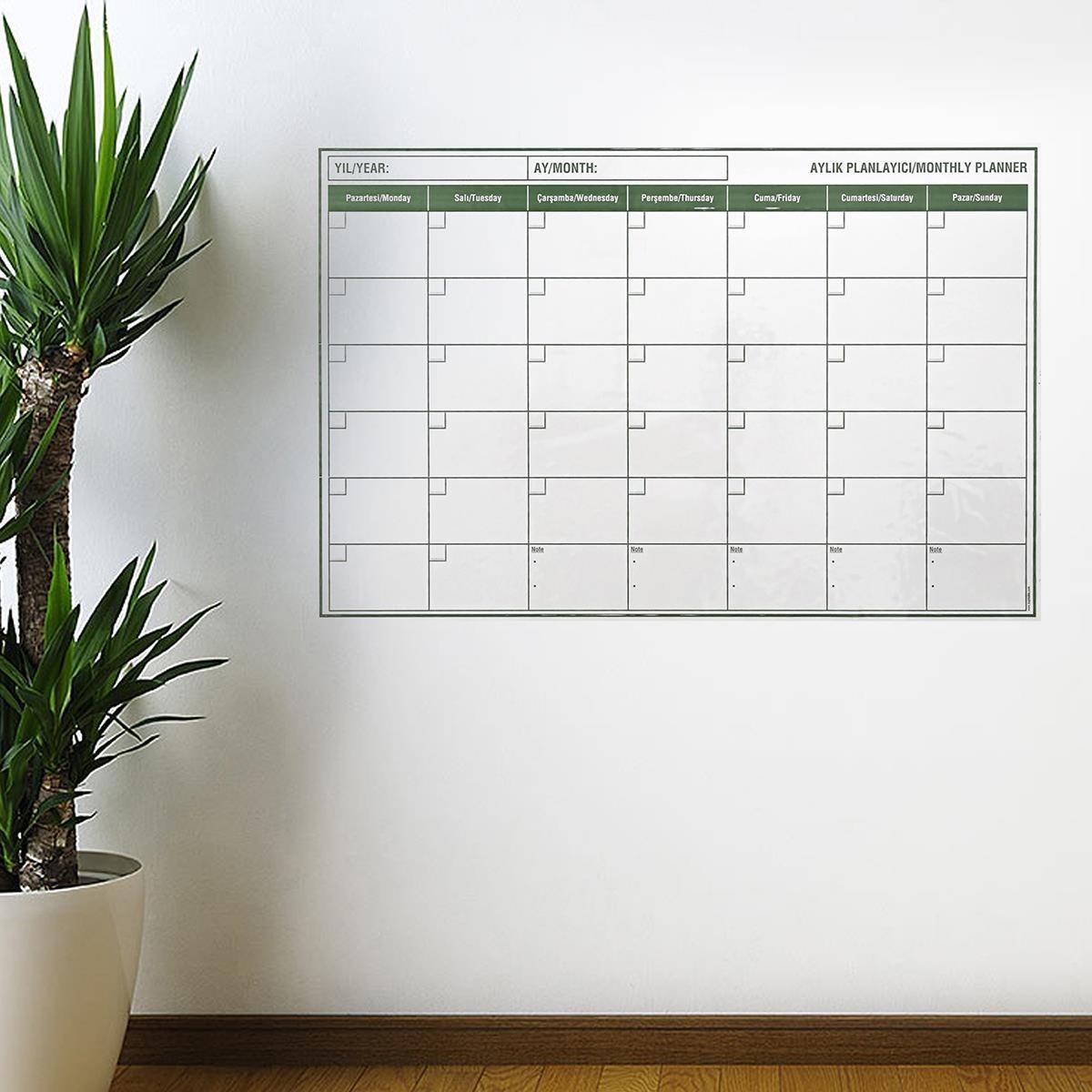 Manyetik Yapışkanlı Bir Aylık Program Planlayıcı Takvim 85x56 cm (5293)