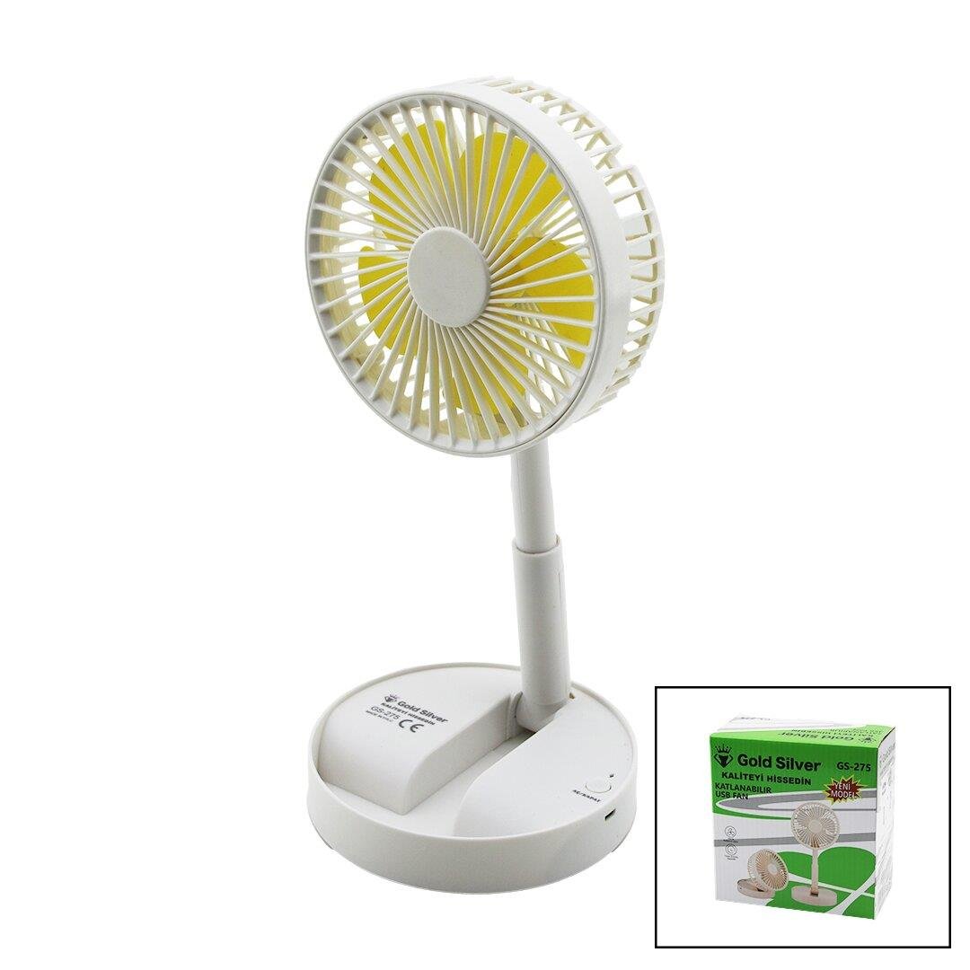 MASA ÜSTÜ VANTİLATÖR USB ŞARJIL KATLANIR FAN=13.6CM - UZAYAN AYAK=11-16CM 180 DERECE TELEFONLUKLU GS-275 (5293)