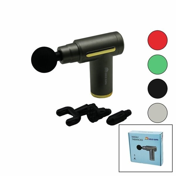 MASAJ ALETİ TABANCA MODEL 3 FARKLI BAŞLIK 6 KADEME HIZ SEVİYESİ USB ŞARJLI - HERHANGİ BİR RENK GÖNDERİLİR (5293)