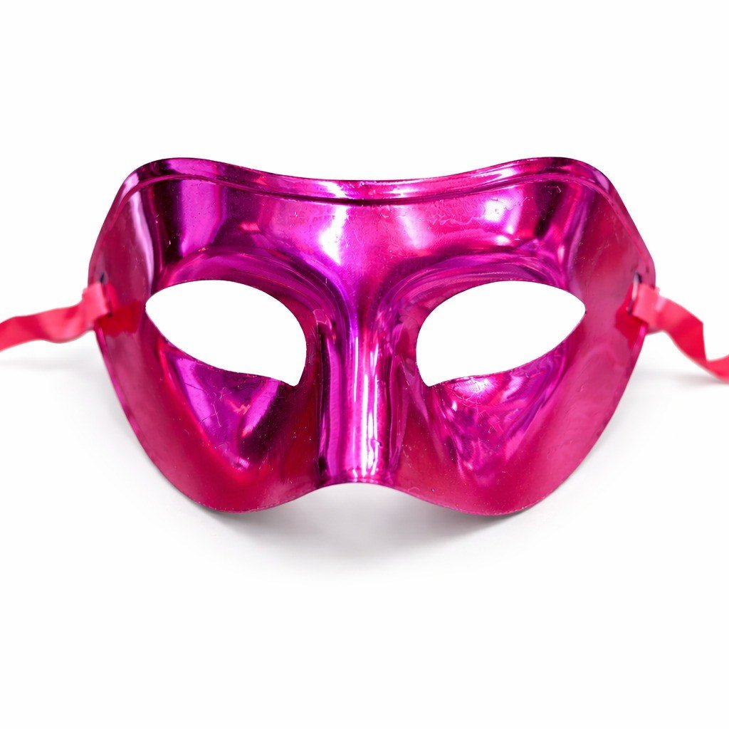 Metalize Parlak Parti Maskesi Pembe Renk 16x7 cm (5293)