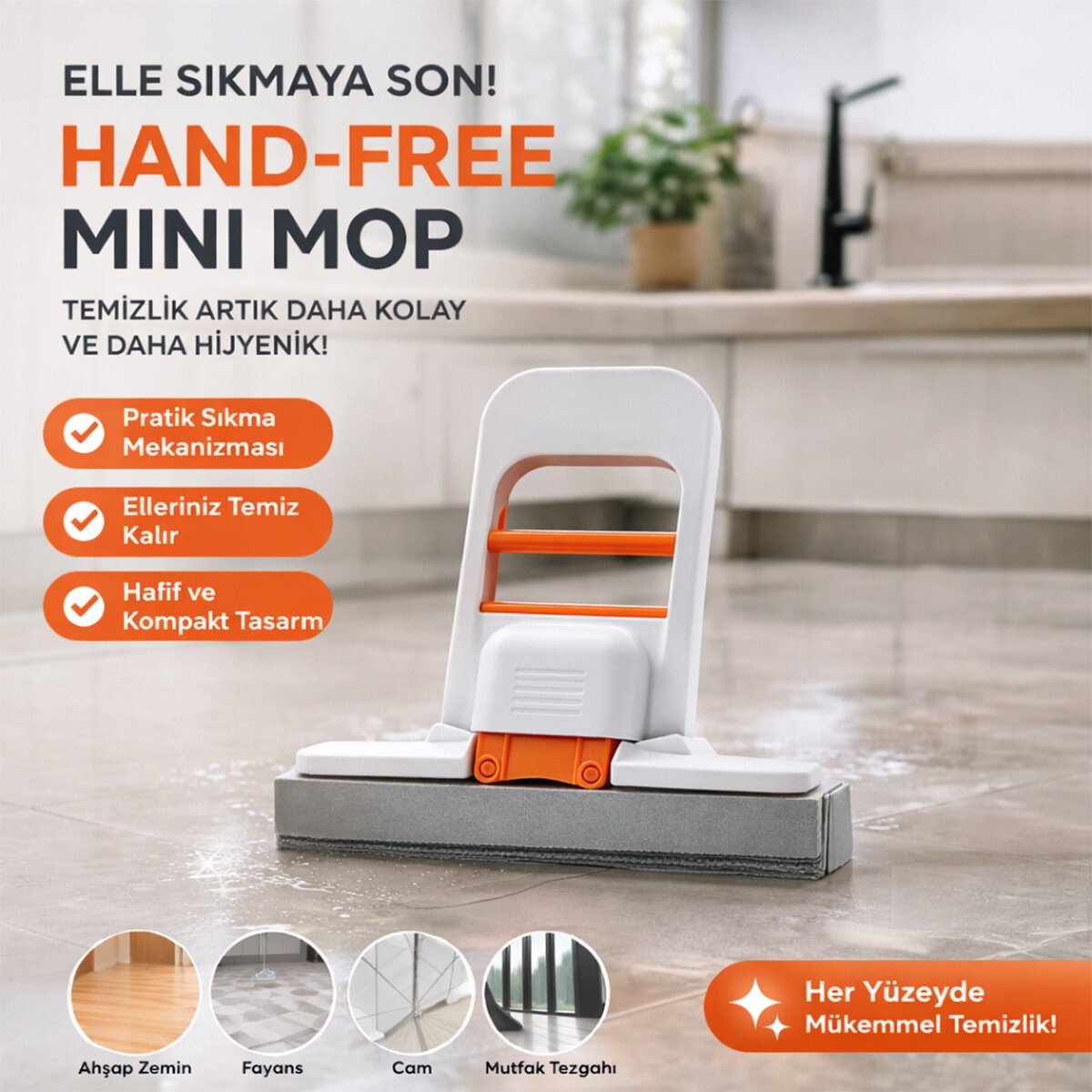 MİNİ MOP 180° TEMİZLİK APARATI TEZGAH - PENCERE - CAM - ZEMİN (5293)