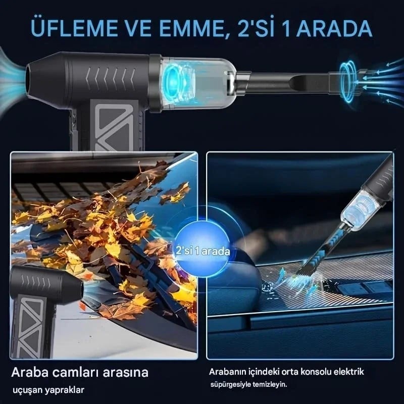Mini Şarjlı Hava Üfleyici ve Vakumlu El Süpürgesi (5293)