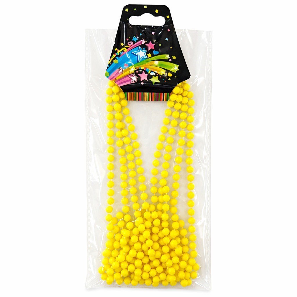 Neon Sarı Boncuk Kolye 80 cm – Retro 80’ler 90’lar Parti Aksesuarı (5293)