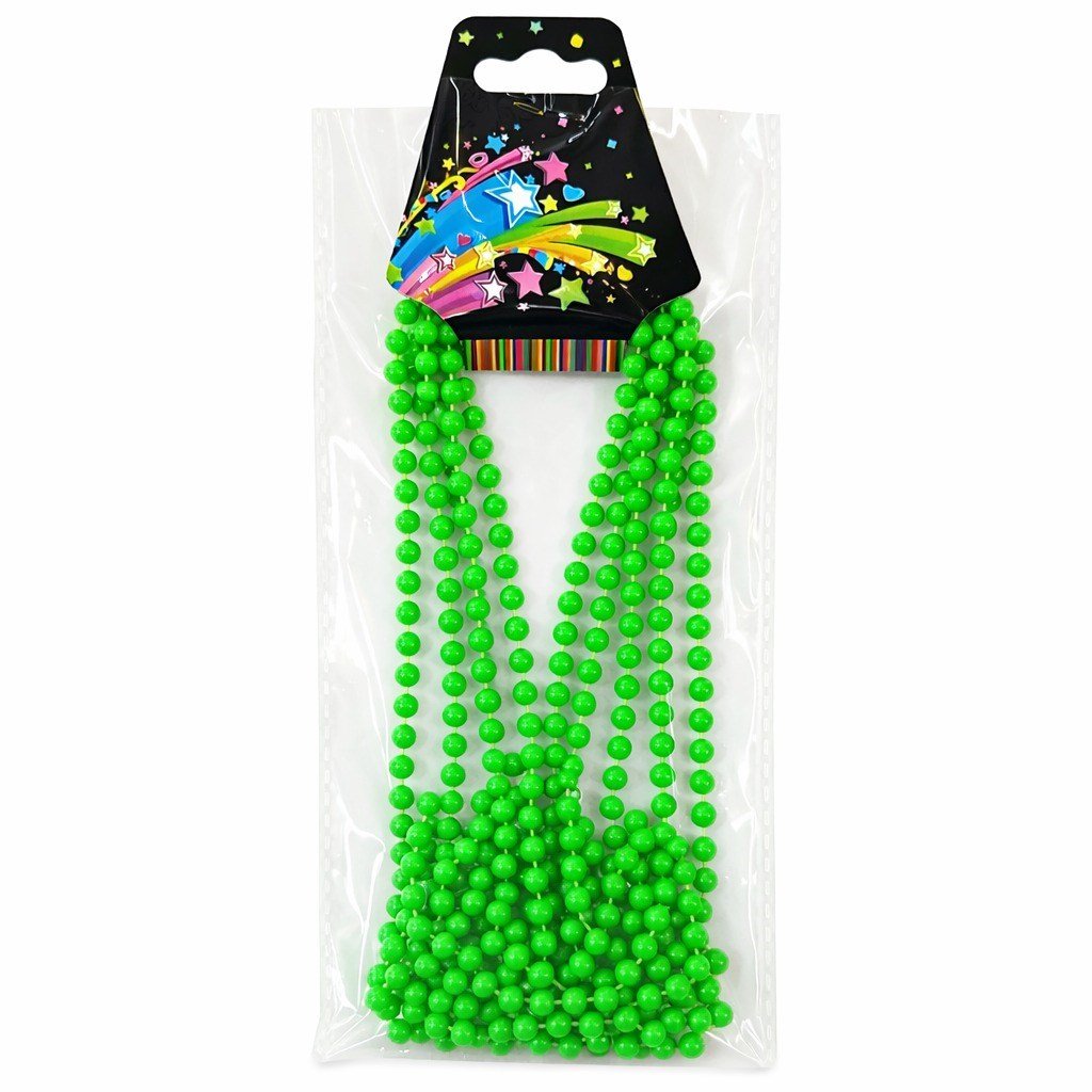 Neon Yeşil Boncuk Kolye 80 cm – Retro 80’ler 90’lar Parti Aksesuarı (5293)