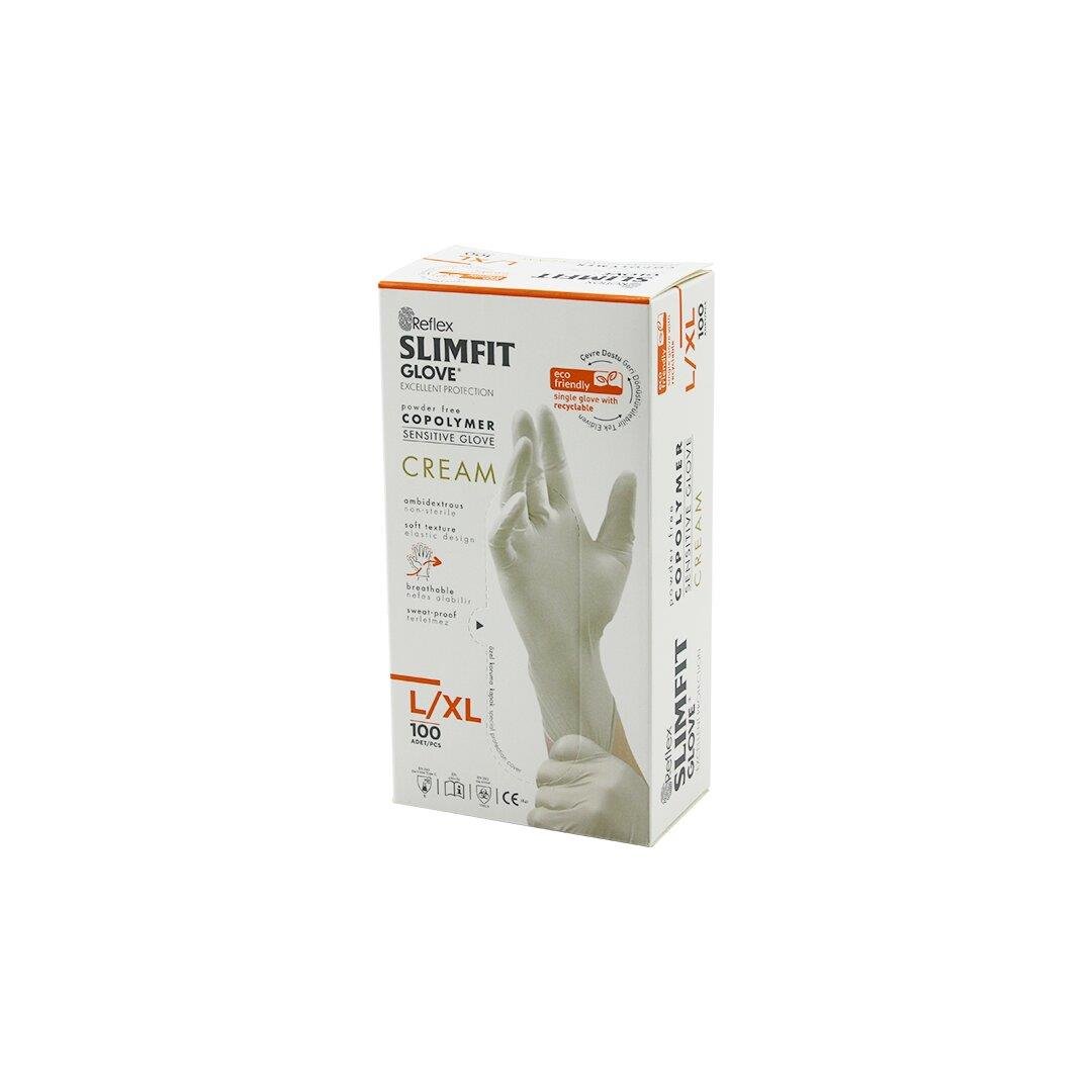 REFLEX SLİMFİT GLOVE KOD-028 L-XL KREM PUDRASIZ MUAYENE ELDİVEN 100LÜ (5293)