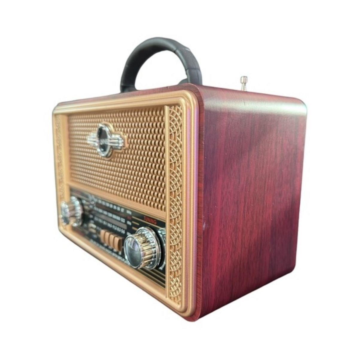 Retro, Nostaljik, Ahşap Tasarım Bluetooth Hoparlörlü, Şarjlı, Taşınabilir Otantik Tasarımlı FM/AM Destekli Radyo NS8098 (5293)