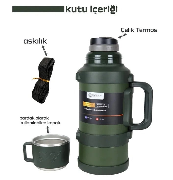 Safe Paslanmaz Çelik 3.2 Litre Termos 48 Saat Sıcak Soğuk Tutma (5293)