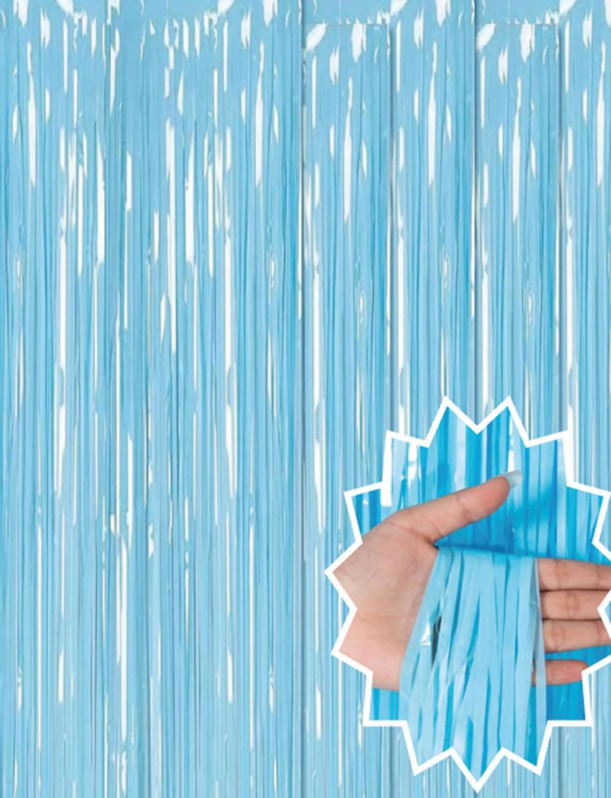 Soft Mavi Püsküllü Kapı Perdesi - Parti, Baby Shower, Sünnet Süsü, Cinsiyet Partisi 1x2 m (5293)