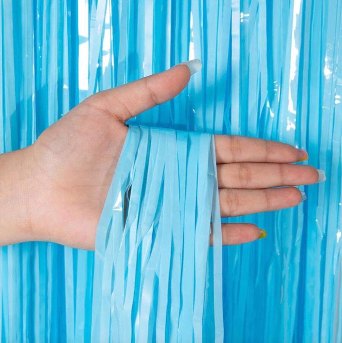 Soft Mavi Püsküllü Kapı Perdesi - Parti, Baby Shower, Sünnet Süsü, Cinsiyet Partisi 1x2 m (5293)