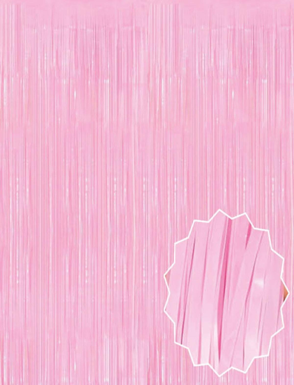 Soft Pembe Püsküllü Kapı Perdesi - Parti, Baby Shower, Cinsiyet Partisi 1x2 m (5293)