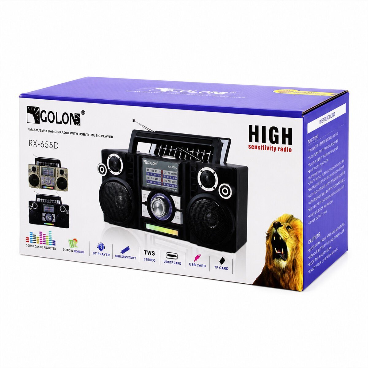 SOLAR PANELLİ ŞARJLI - HOPARLÖR BLUETOOTH İBRELİ FM RADYO MP3 USB - TF PLAYER SPEAKER RX-65SD PL-4706 (5293)