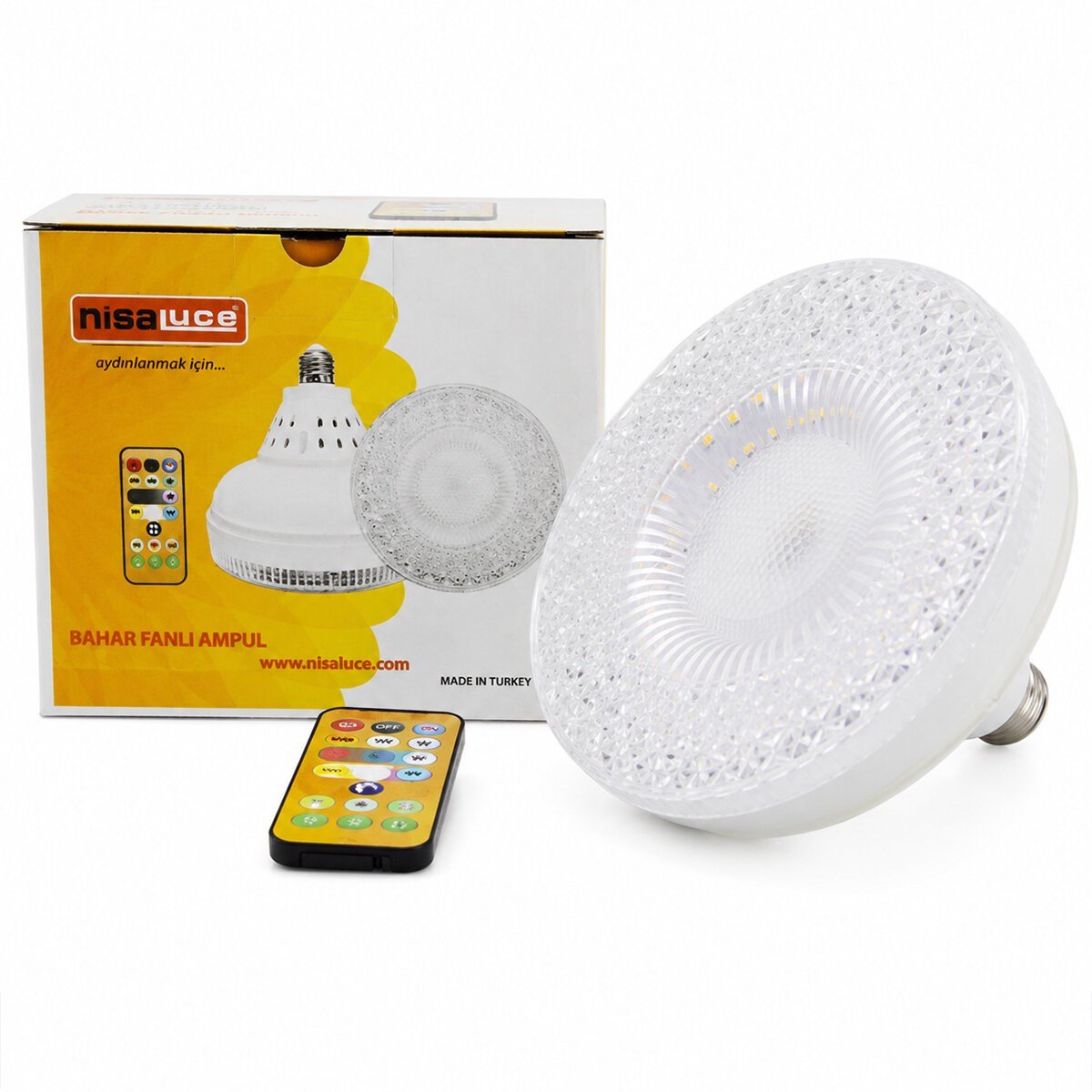 TAVAN 28W - IP20 - 2520LM KUMANDALI - 3 KADEMELİ - 3 FONKSİYON 38X15CM BAHAR FANLI VANTİLATÖR AMPUL BEYAZ-SARI-DOĞAL IŞIK E-112 (5293)