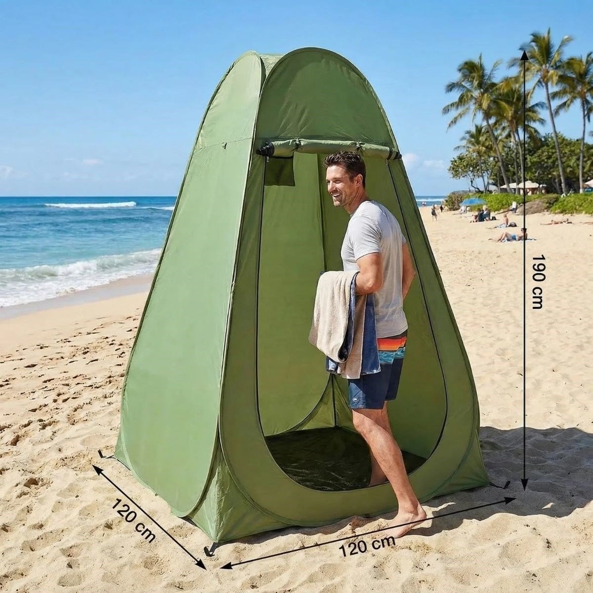 Tek Kişilik Yarı Otomatik Portatif Giyinme Kabini Çadırı – Plaj, Kamp, Duş ve Soyunma Kabini Outdoor Çadır 120x120x190 cm (5293)