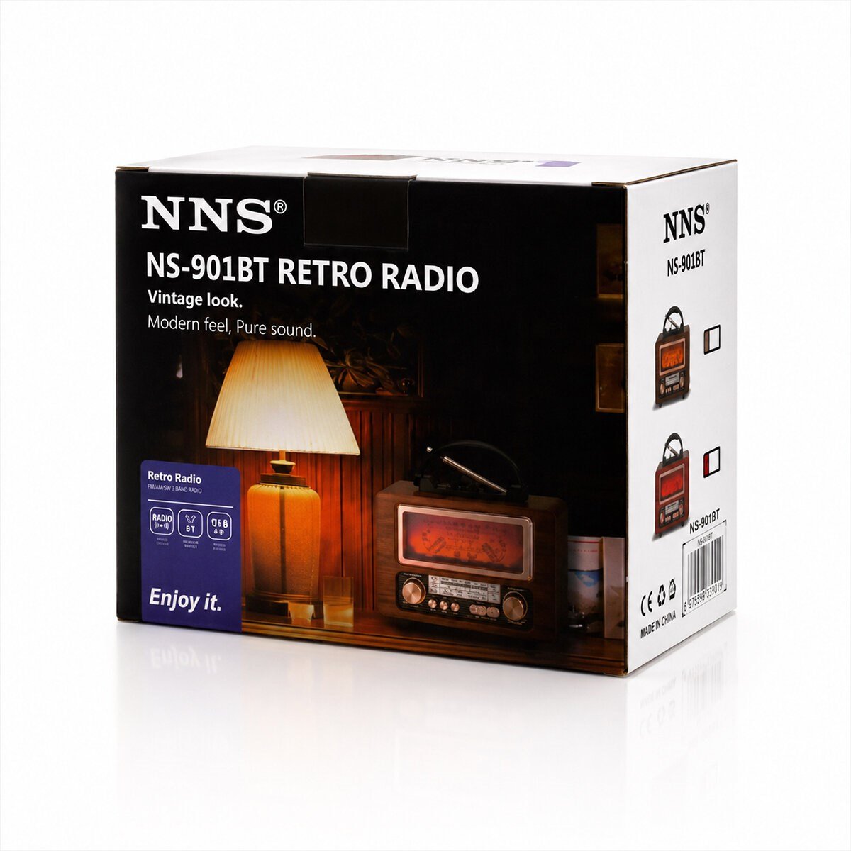 USB ŞARJLI - ŞÖMİNE İBRELİ FM RADYO RETRO MP3 USB - TF PLAYER SPEAKER NS-901BT (5293)