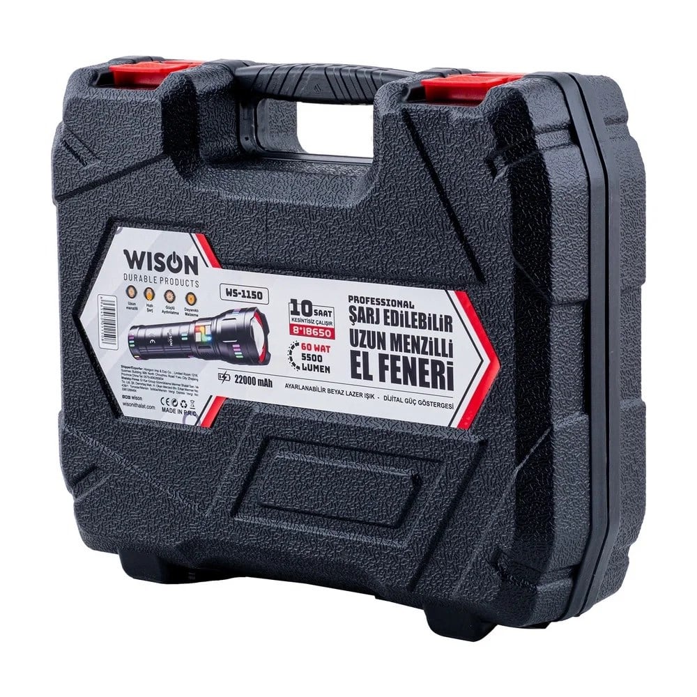 Ws-1150 Uzun Menzilli 60 Watt 5500 Lümen Profesyonel Güçlü El Feneri (5293)