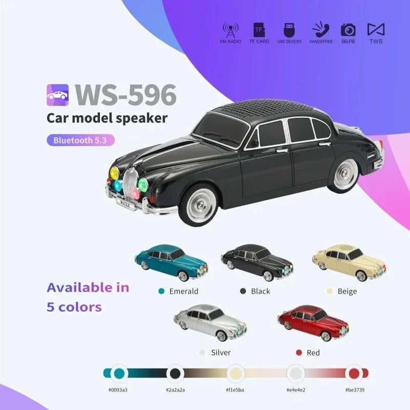 WS-596 Araba Görünümlü Kablosuz Bluetooth Hoparlör Siyah (5293)