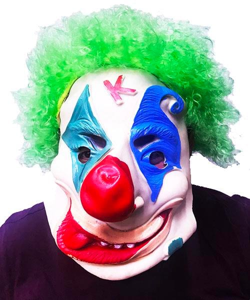 Yeşil Renk Afro Bonus Peruklu Palyaço Lateks Et Maske (5293)