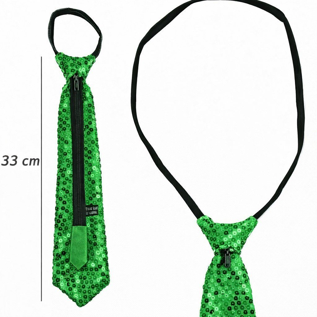 Yeşil Renk Pul Payetli Işıltılı Parti Kravatı 33 cm (5293)
