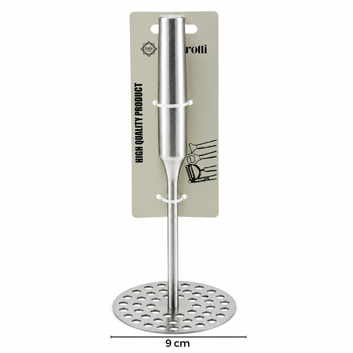 YUVARLAK ÇAP : 8CM METAL SAPLI = 11.5CM METAL PATATES EZİCİ TOPLAM UZUNLUK : 26.5CM (5293)