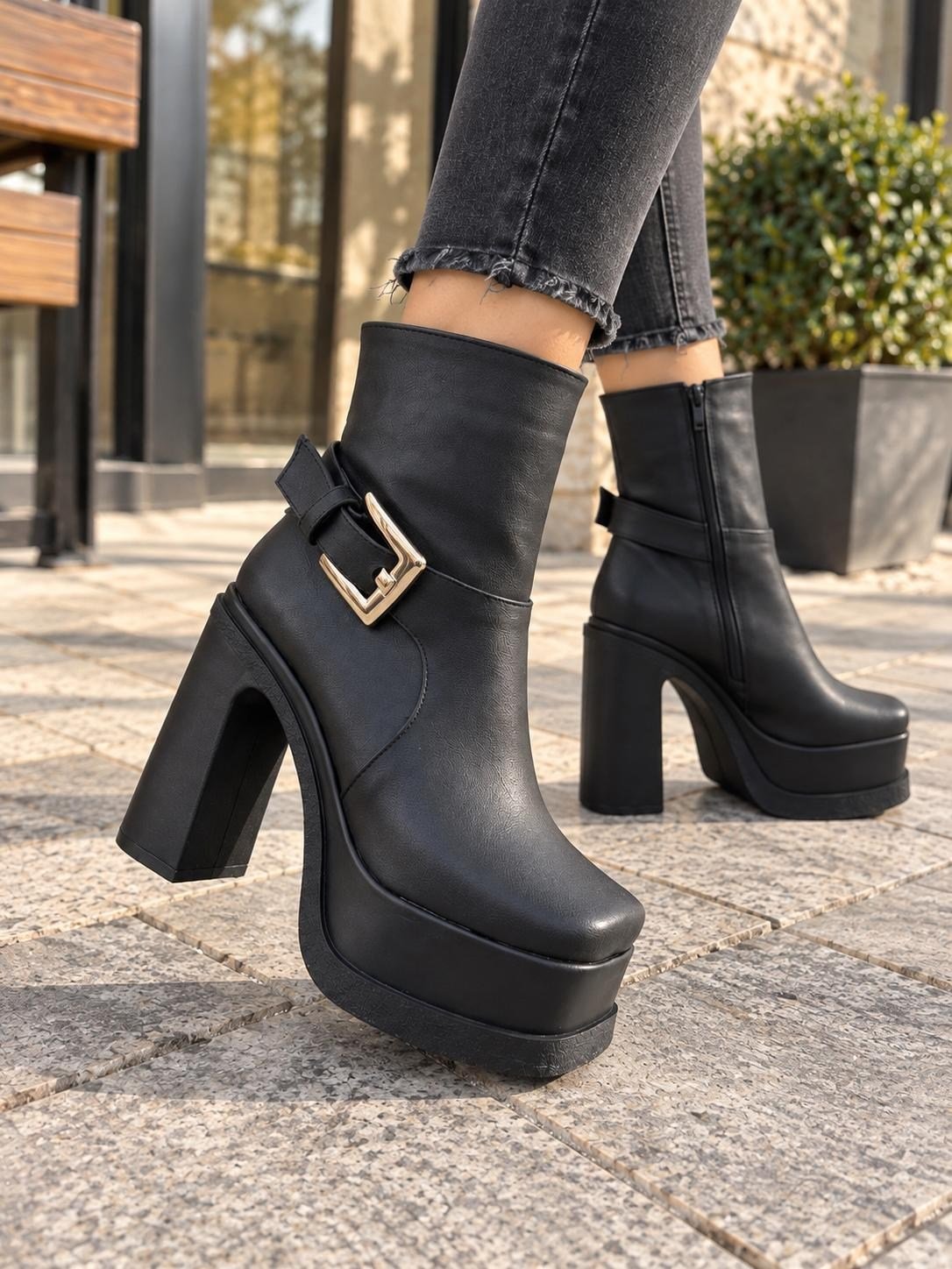 Kadın Dona Siyah 12 Cm Platform Topuklu Bot *2030* 
