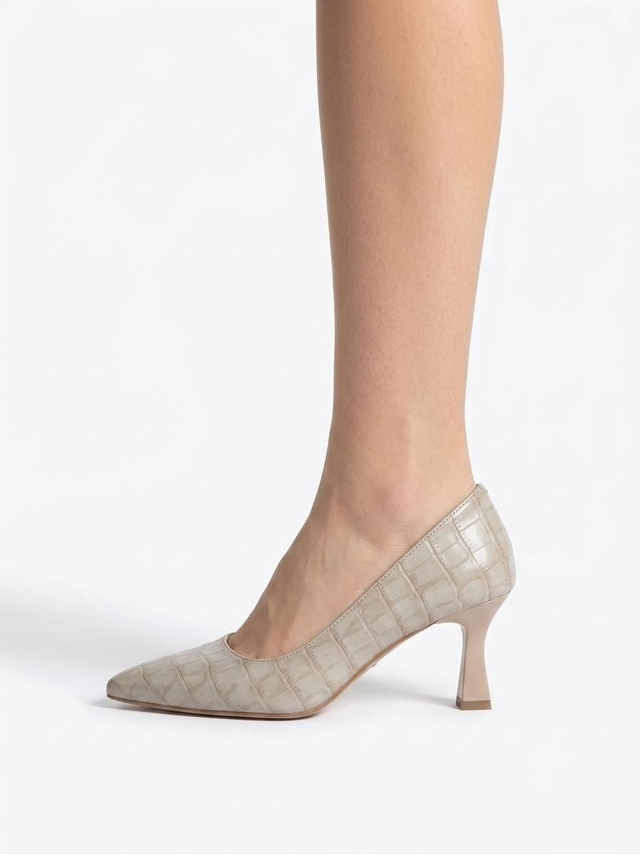 Kadın Flora Bej Kroko 6 Cm İnce Topuklu Stiletto  