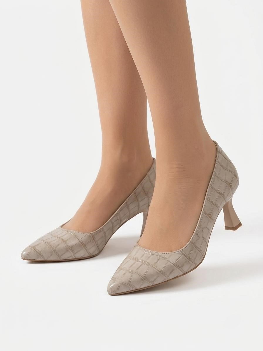 Kadın Flora Bej Kroko 6 Cm İnce Topuklu Stiletto  