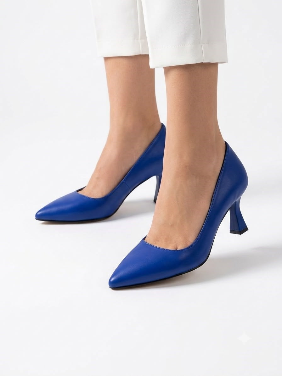 Kadın Flora Mavi 6 Cm İnce Topuklu Stiletto  