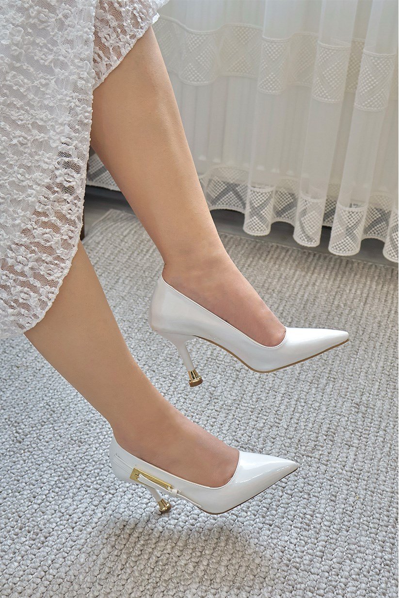 Kadın Jenny Beyaz Stiletto Topuklu Ayakkabı  