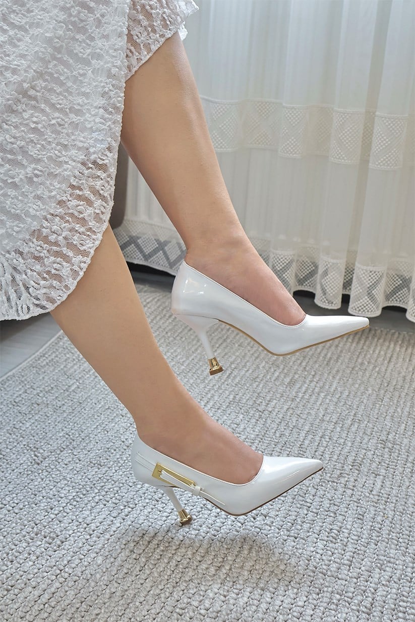 Kadın Jenny Beyaz Stiletto Topuklu Ayakkabı  