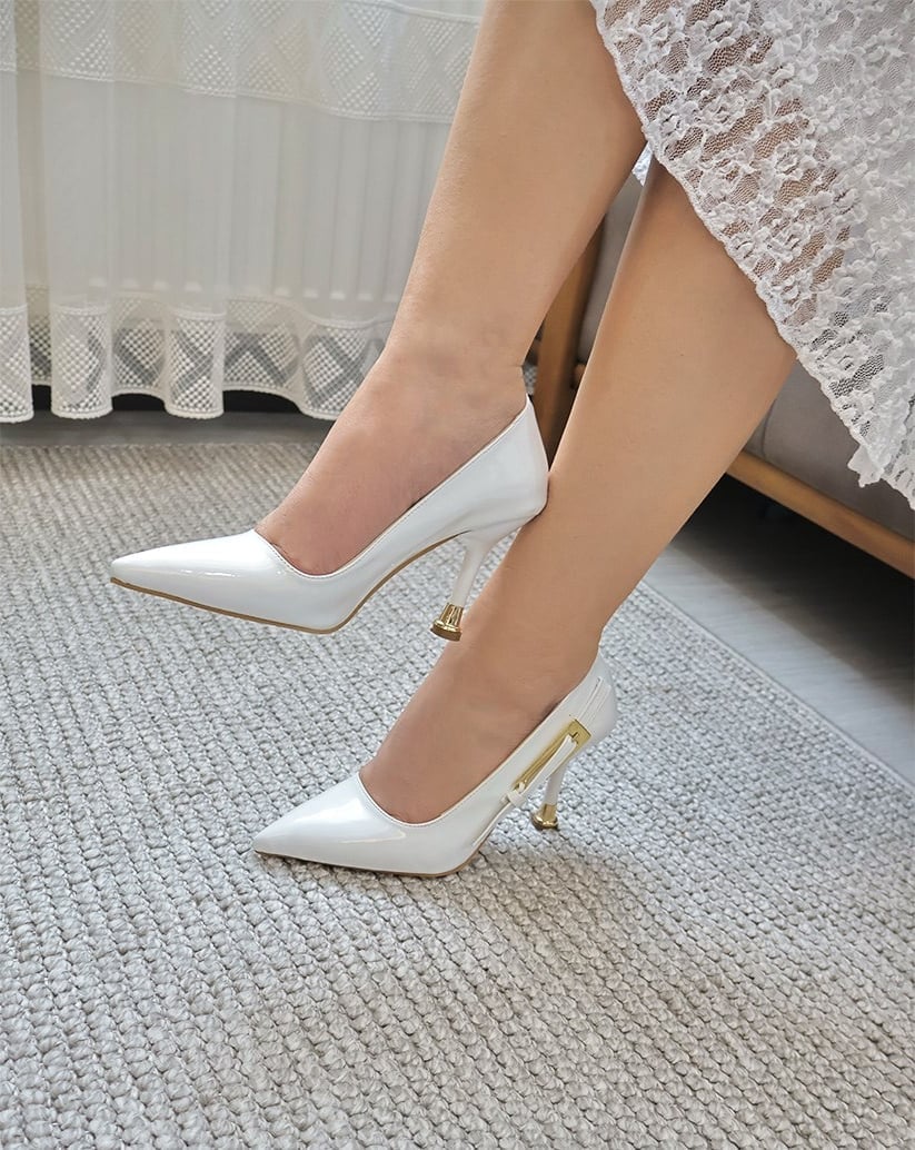 Kadın Jenny Beyaz Stiletto Topuklu Ayakkabı  