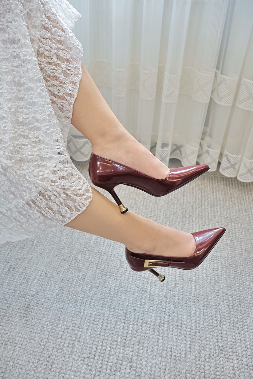 Kadın Jenny Bordo Rugan Stiletto Topuklu Ayakkabı  