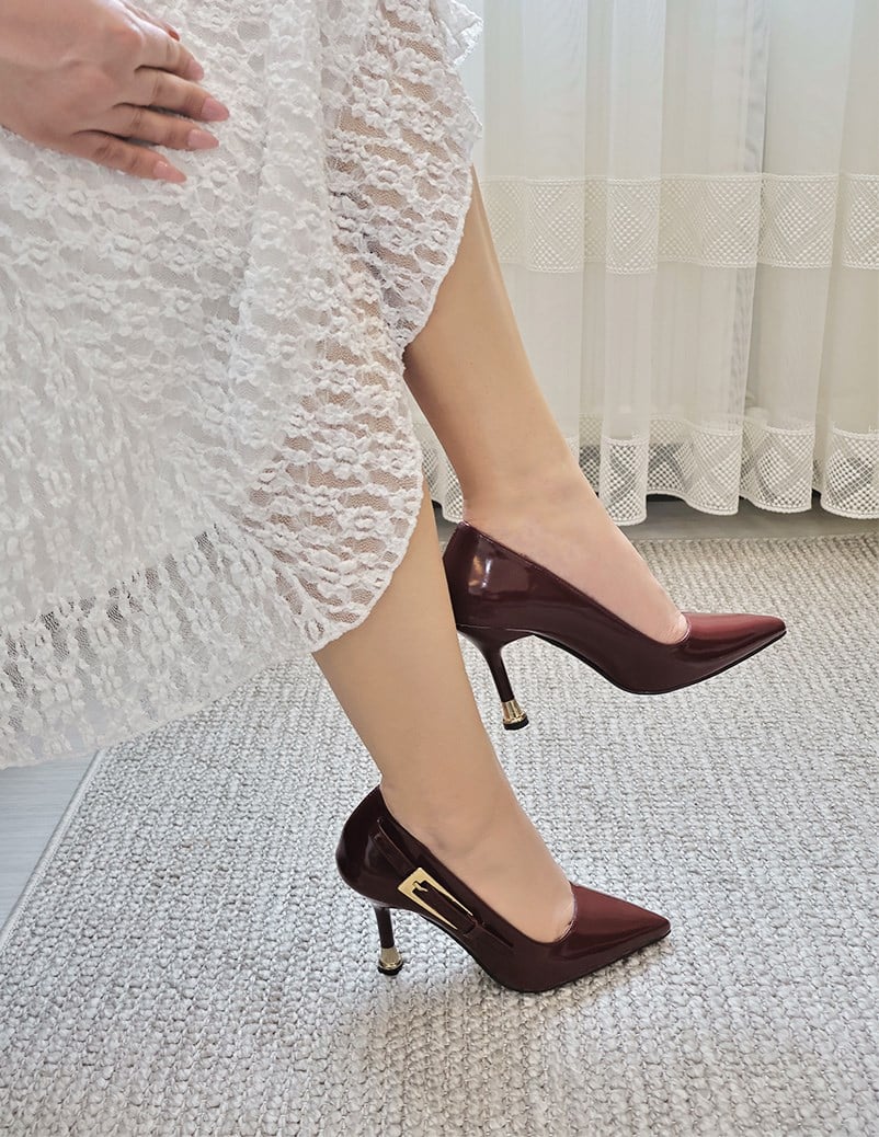 Kadın Jenny Bordo Rugan Stiletto Topuklu Ayakkabı  