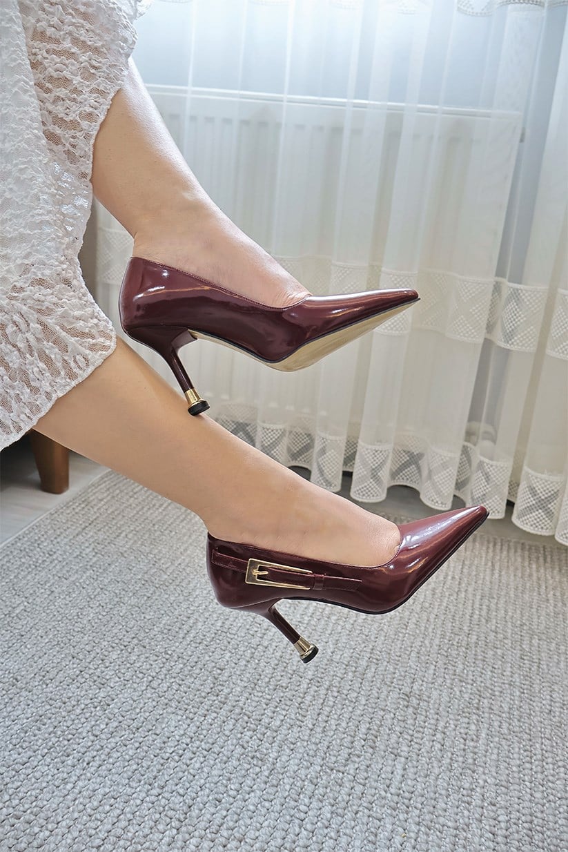 Kadın Jenny Bordo Rugan Stiletto Topuklu Ayakkabı  