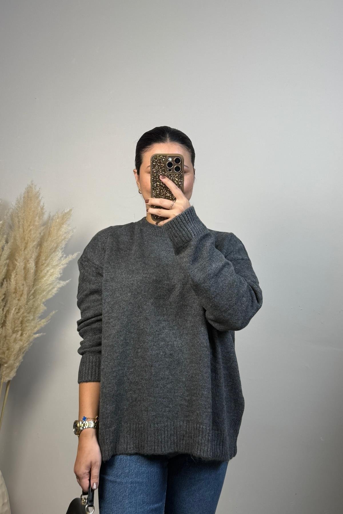 Gri Premium Oversize Kazak